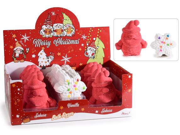 Scented and colored Christmas bath bomb in display