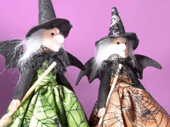 Befana - Witch with cobweb dress and broom to support