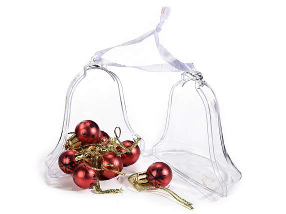 Transparent bell openable w- ribbon to hang