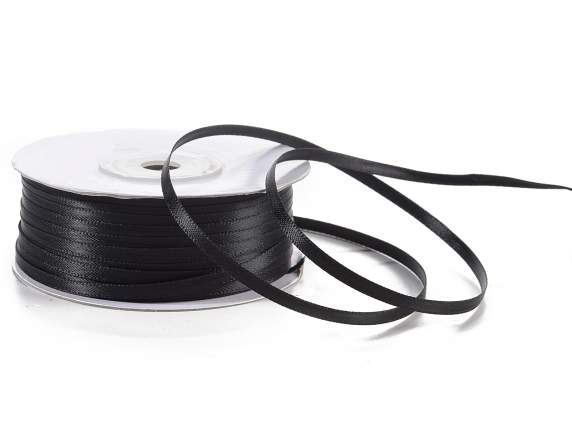 Double satin black bistro ribbon