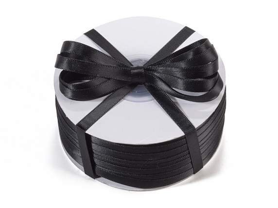 Double satin black bistro ribbon