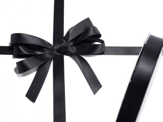 15mm double satin ribbon black bistro