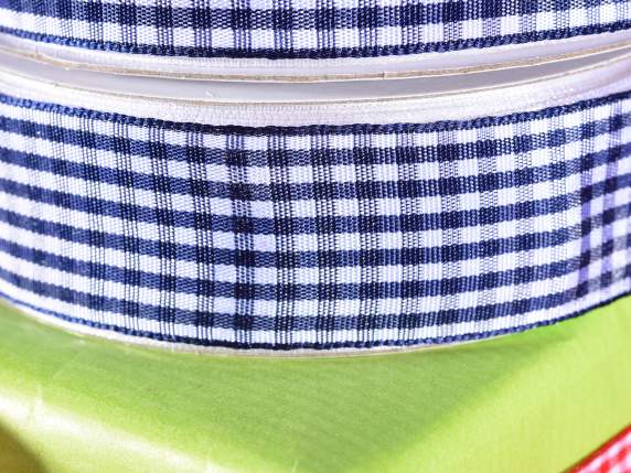 25mm midnight blue checked ribbon