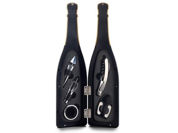 Sparkling Wine Bottle with 5 Sommelier Accessories for Wine