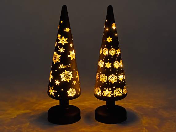 Black chic glass tree with warm white LED lights