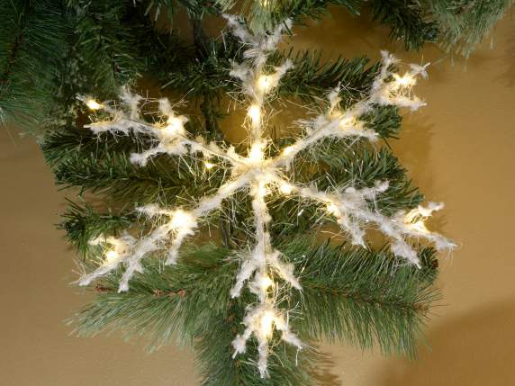 Set of 2 snow effect metal snowflakes with LED lights