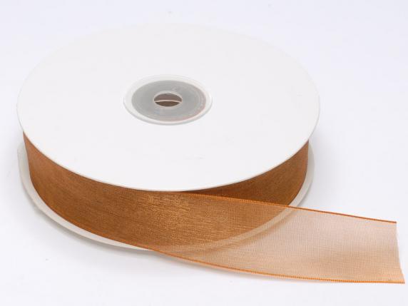 Bronze organza ribbon 25mm x 50m