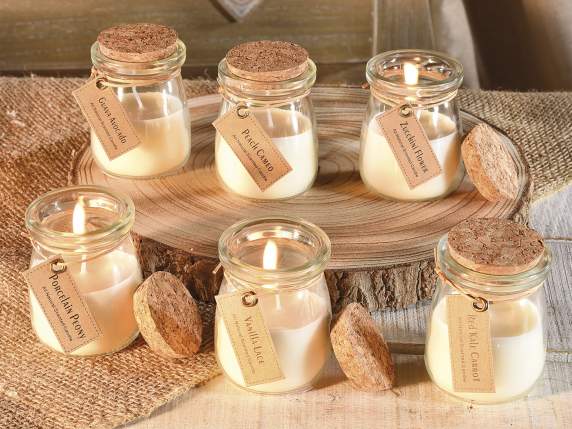 Candle in jar with cork lid natural wax