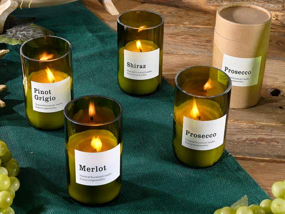Scented wine candle in glass jar