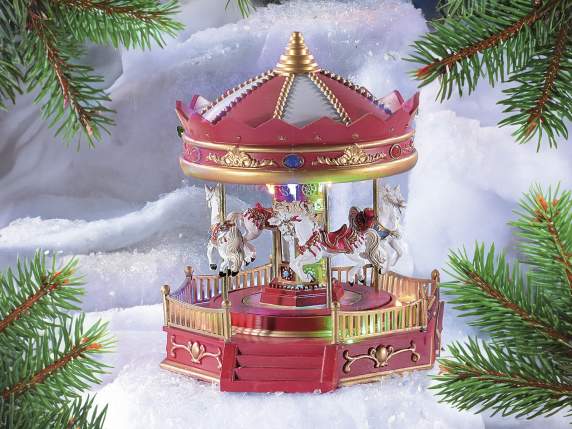 Carousel Horse Carousel Resin Carillon with Lights, Movement