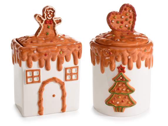 Biscottini ceramic jar with gingerbread and heart