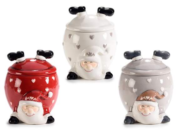 Santa Claus candy jar in colored ceramic