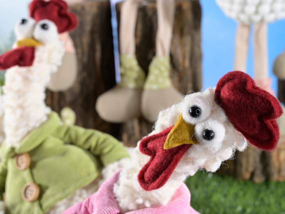 Curly cloth chickens with mouldable arms