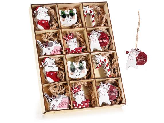 Display stand 72 Meowy Xmas wooden decorations to hang