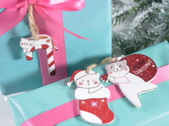 Display stand 72 Meowy Xmas wooden decorations to hang