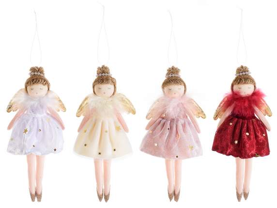 Fairy with tulle dress and feathers to hang