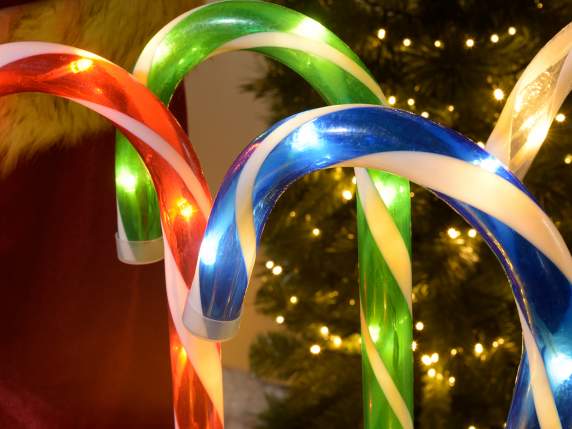 5 colored candy canes 50LED wire with ground pole