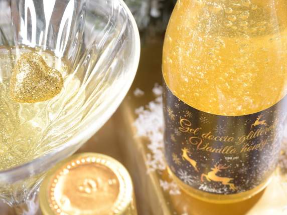 Champagne bottle w - scented glitter shower gel