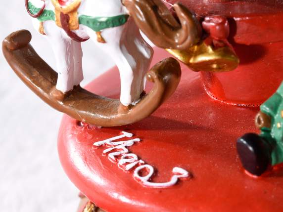 Christmas tree music box in resin with Teddy and horse