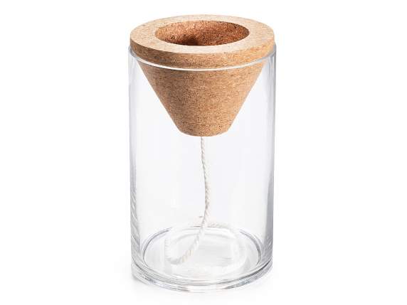 170ml glass and cork vase with self-watering rope