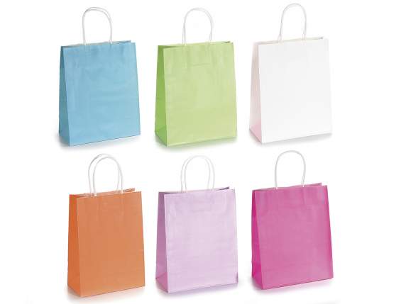 Medium colored paper bag - envelope with twisted handle