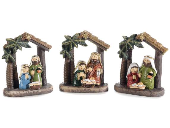 Nativity scene in colored resin to be placed on