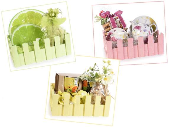 Set of 2 colored wooden boxes-baskets