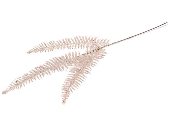 Artificial Champagne Glitter Fern Branch