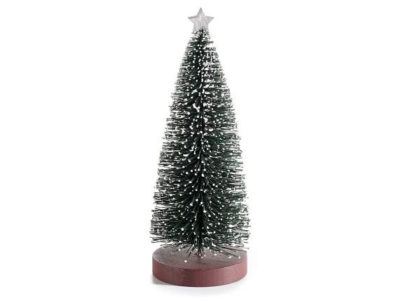 Snow covered artificial Christmas tree w-silver star