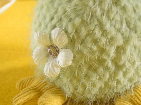 Chick with soft eco-fur dress and little flower