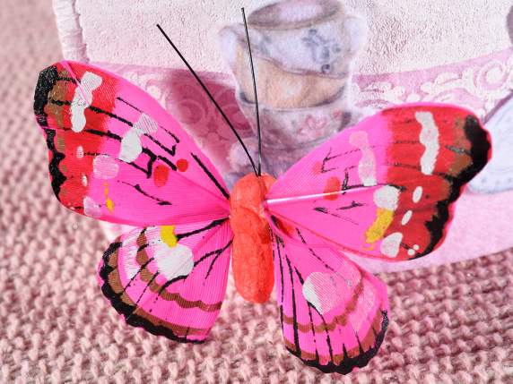 Hand painted butterfly on metal clip in box of 12