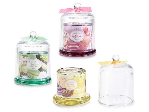 Scented candle in glass bell with bow Dolci