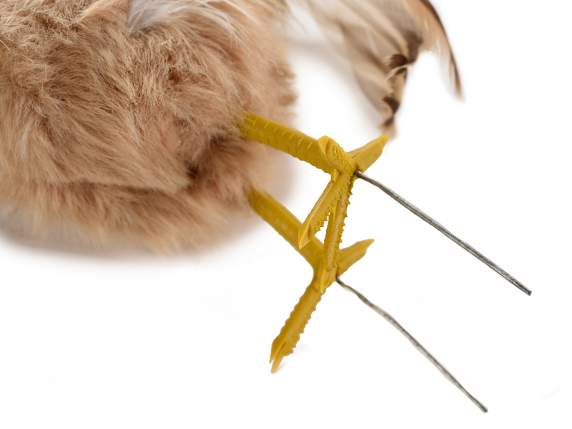 Decorative plush hen with real feathers tail