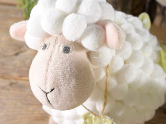 Soft fabric sheep with heart pendant