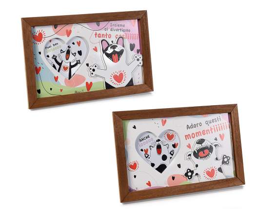 Wooden photo frame with Screaming Animals print to be plac