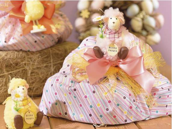 Striped and polka dot canvas dove bag with drawstring