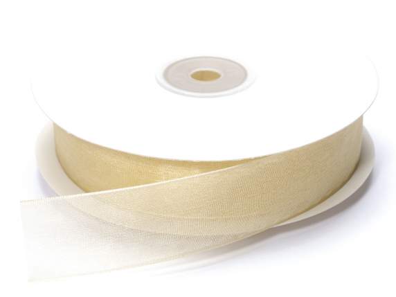 Ecru organza ribbon 25mm x 50mt