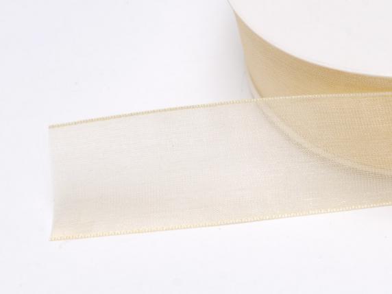 Ecru organza ribbon 25mm x 50mt