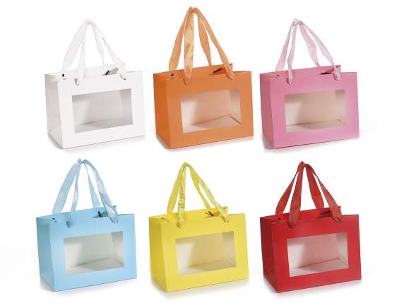 Small horizontal envelope in colored paper with window