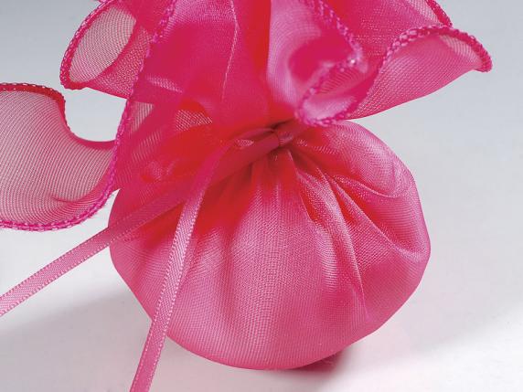 Square tulle for wedding favors with organza edge and silk e