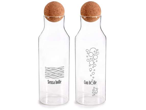 1.2L glass bottle with cork ball cap and writing
