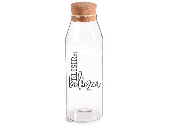 Glass jar-food bottle with cork stopper