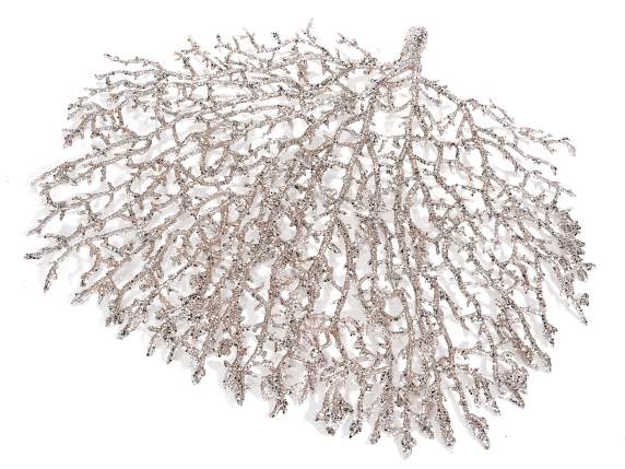 Artificial champagne glitter fan branch