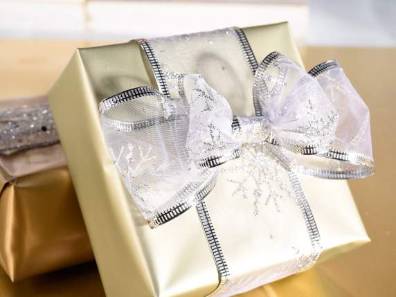 Display 18 glitter ribbons 50mm with shapeable edge