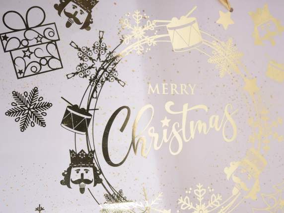 Shiny gold-like paper bag with Regal Christmas print