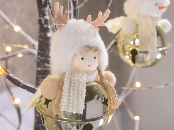 Christmas character with gold bell to hang
