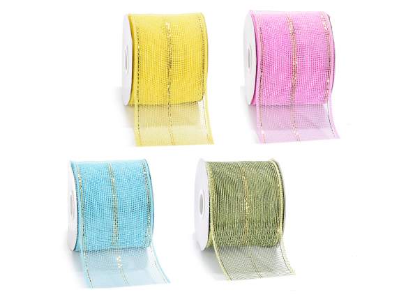 10cm mesh ribbon with gold lamé inserts
