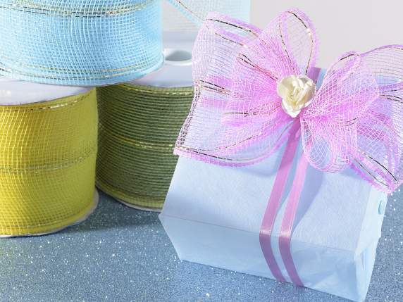 Mesh ribbon with golden lamé inserts