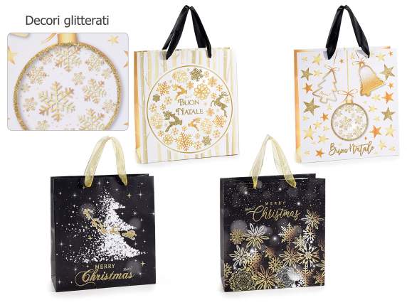 Large Christmas paper bag - envelope with glitter