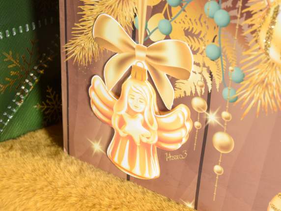 Angel paper box with satin handles, glitter decorations